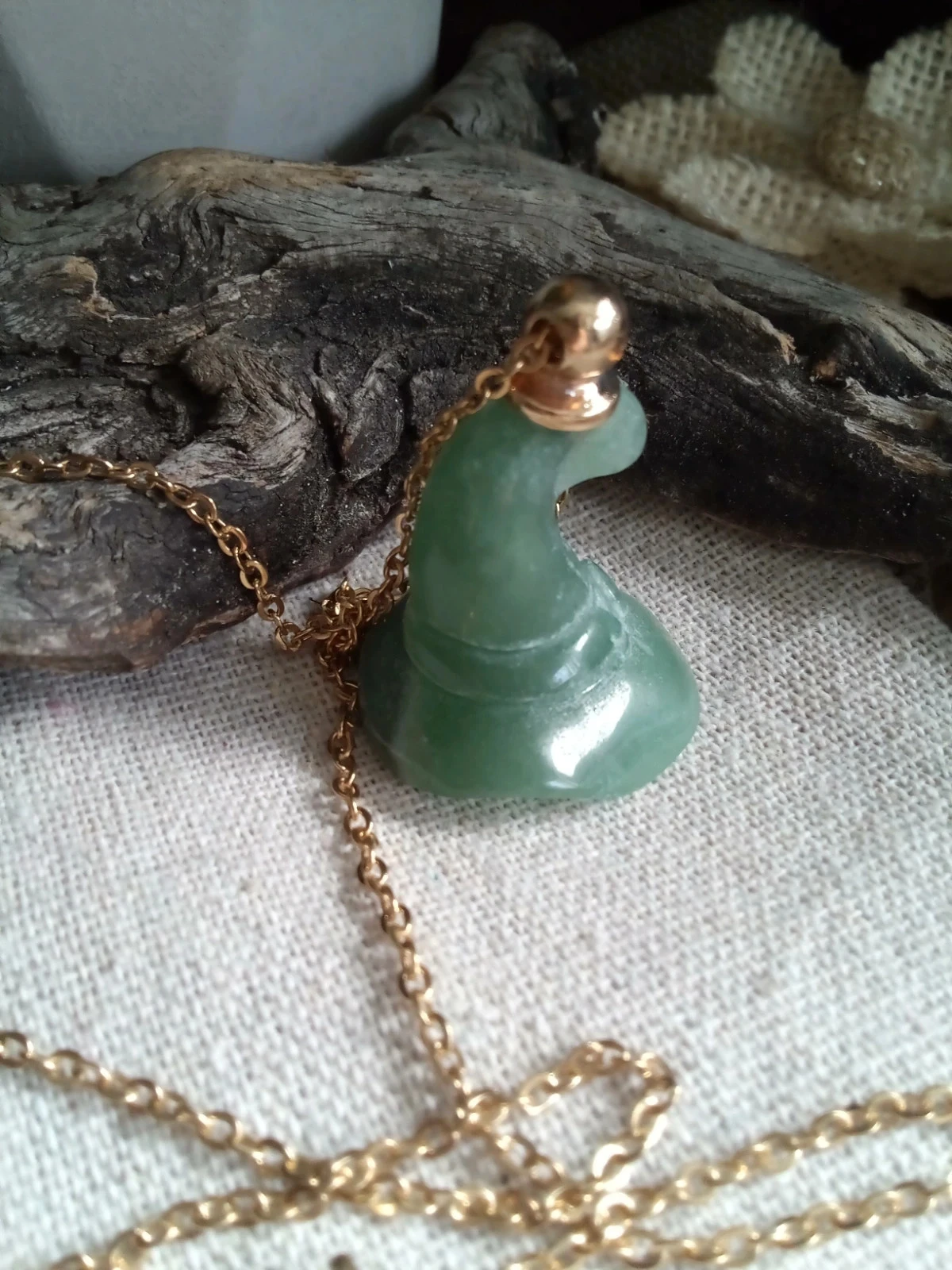 Collier chapeau de sorcière en pierre d'aventurine 💚. – photo 3